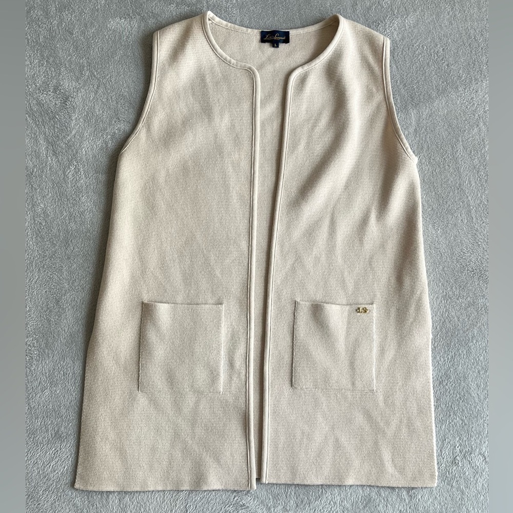 Luisa Spagnoli Wool Knit Sweater Vest Beige Size Large